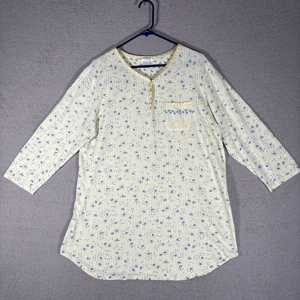 Vintage Dockers Pajama Shirt Women Size‎ L Pink Blue Floral Cottage Core Prairie